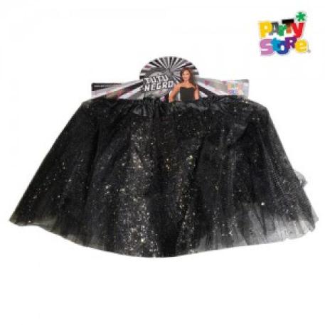 TUTU GLITTER 30CM NEGRO ADULTO