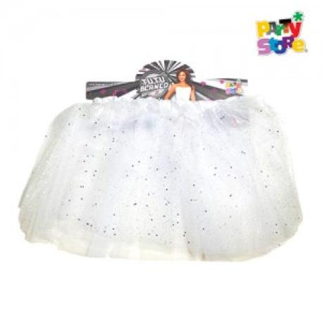 TUTU GLITTER 30CM BLANCO ADULTO