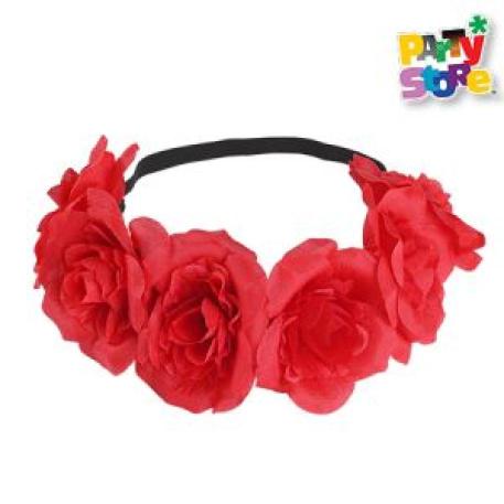 VINCHA DE FLORES ROJAS