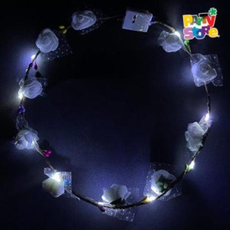 VINCHA FLORES BLANCAS LED
