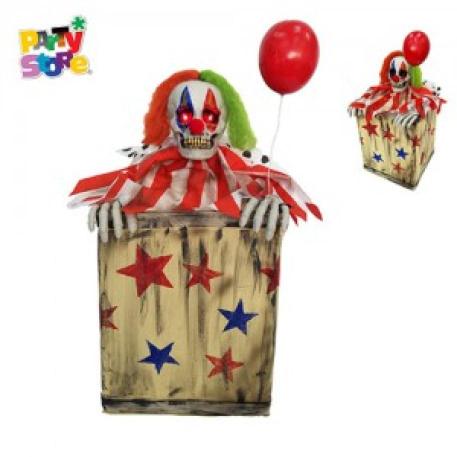 PAYASO DE FERIA C/GLOBO EN CAJA 80x37x43cm Luz